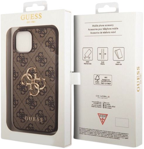 Guess GUHCP15S4GMGBR iPhone 15 6.1" brown/brown hardcase 4G Big Metal Logo