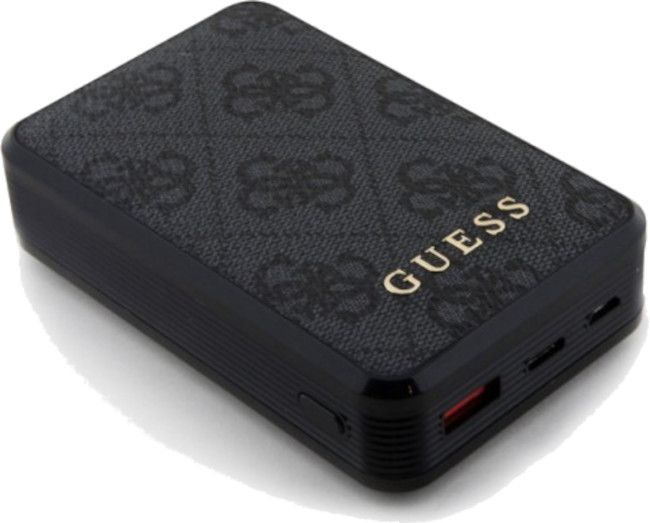 Guess Powerbank 18W GUPB10DP4GEGK 10000mAh black/black 4G Leather Metal Logo