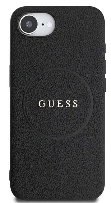Guess PU Grained 4G Metal Logo case for iPhone 16e - black