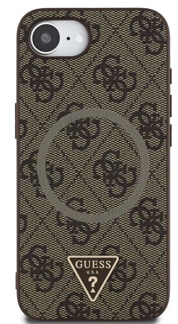 Guess 4G Ring Triangle Logo MagSafe iPhone 16e Case - Brown