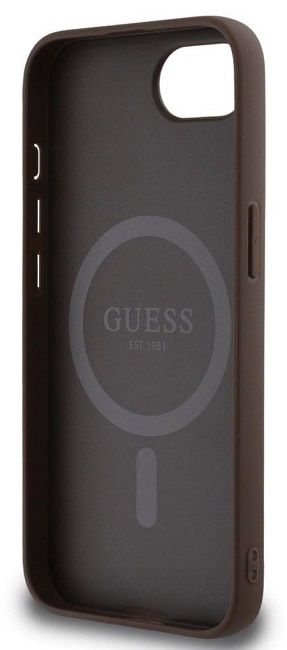 Guess 4G Ring Triangle Logo MagSafe iPhone 16e Case - Brown