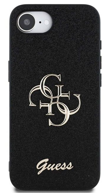 Guess Fixed Glitter Big 4G case for iPhone 16e - black