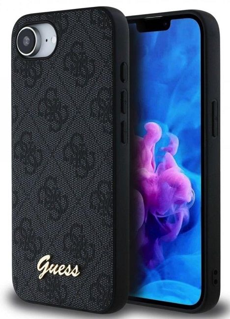 Guess 4G Script Logo MagSafe case for iPhone 16e - black