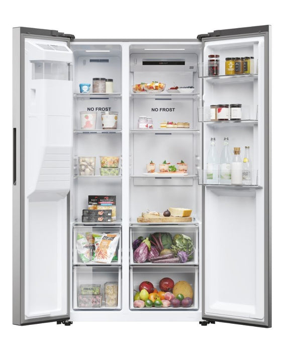 Haier SBS 90 Serie 5 HSR5918DIMP Free-standing double-sided fridge-freezer combination 511 l D Platinum, stainless steel