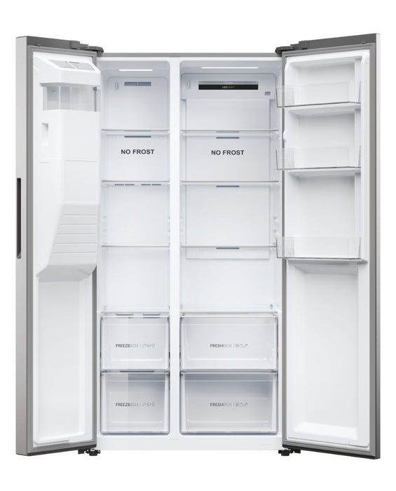 Haier SBS 90 Serie 5 HSR5918DIMP Free-standing double-sided fridge-freezer combination 511 l D Platinum, stainless steel