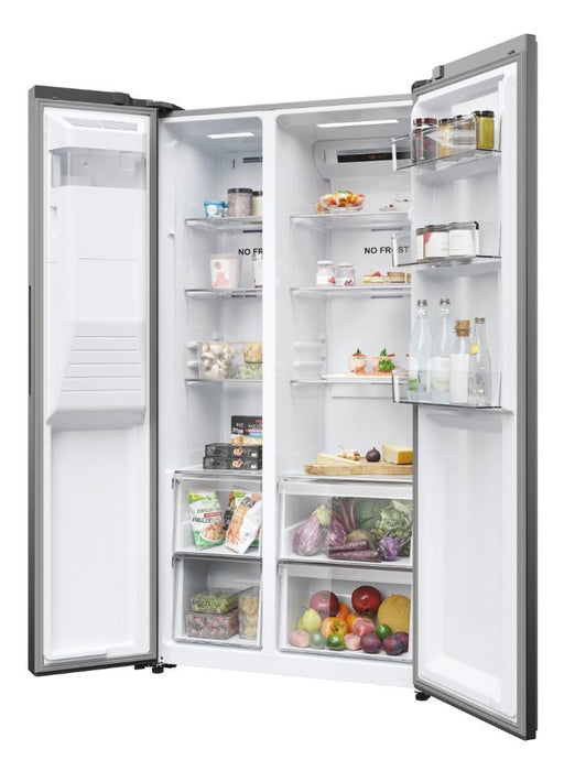 Haier SBS 90 Serie 5 HSR5918DIMP Free-standing double-sided fridge-freezer combination 511 l D Platinum, stainless steel