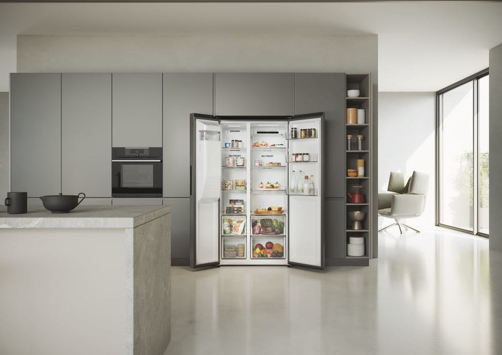 Haier SBS 90 Serie 5 HSR5918DIMP Free-standing double-sided fridge-freezer combination 511 l D Platinum, stainless steel