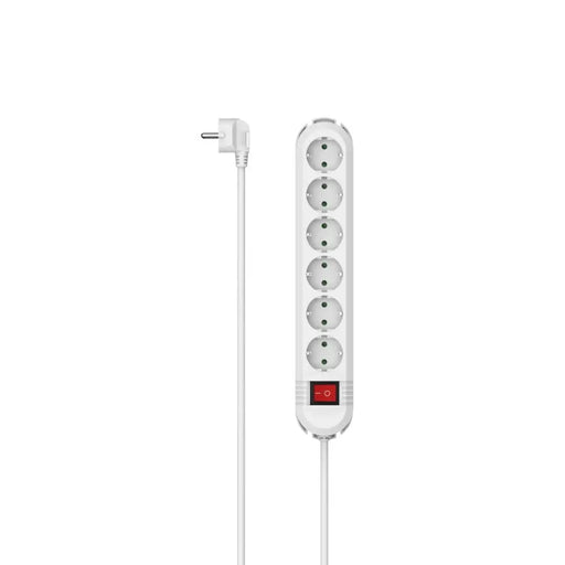 HAMA Power strip 6 sockets at 90° on/off button wall mounting 2 m white - Разклонители<<<Продукти за