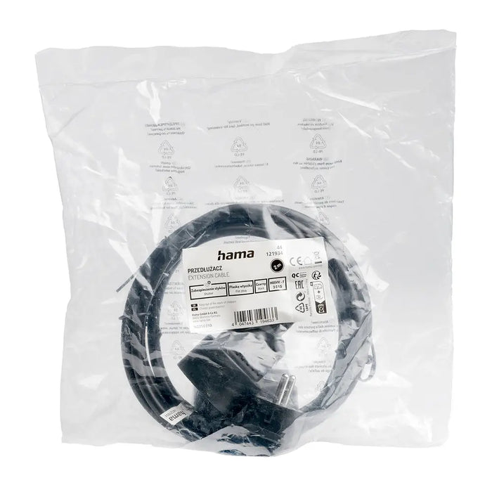 Hama Standard 2m Extension Cord - Black - Cables and tapes<<<HurtelXML