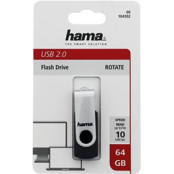 USB flash drive HAMA Rotate, 64GB, 10 MB/s, Black