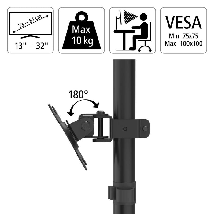 HAMA Desk Monitor Stand, Adjustable, 13" - 32", 10 kg, Black