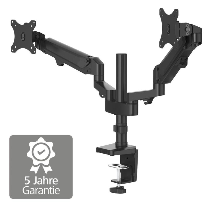 Stand for 2 HAMA desk monitors, Adjustable, Shock absorber, 13" - 32", 12 kg, Black