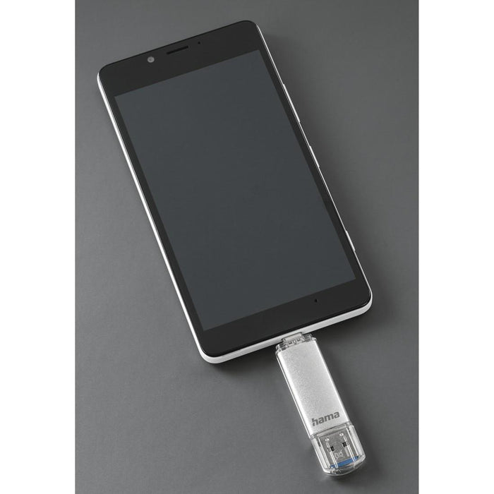 USB memory stick HAMA Type USB-C/USB-A 3.0 Laeta, 32GB, 40 MB/s, silver