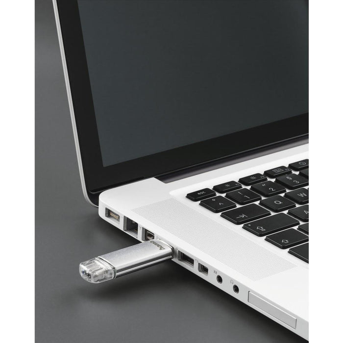 USB memory stick HAMA Type USB-C/USB-A 3.0 Laeta, 32GB, 40 MB/s, silver