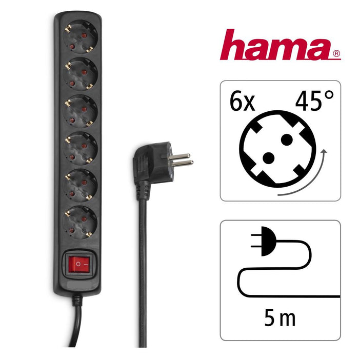 Power strip with 6 sockets HAMA, 5m, 137266