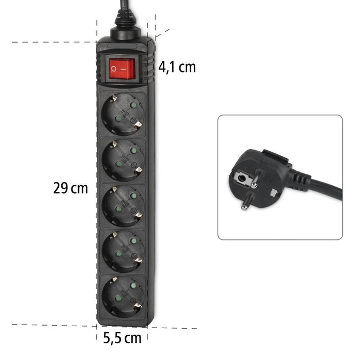 HAMA power strip 5 sockets, 1.4 m, 137267