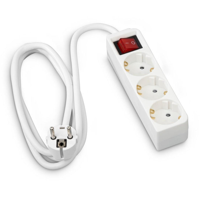 HAMA 3-socket power strip, 1.4m, white with on/off button.