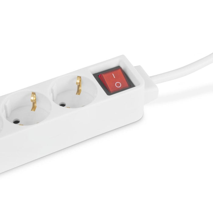 HAMA 3-socket power strip, 1.4m, white with on/off button.
