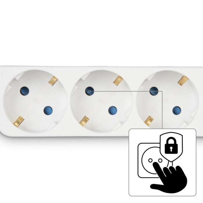 HAMA 3-socket power strip, 1.4m, white with on/off button.