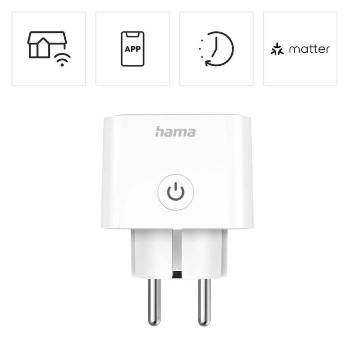 HAMA Smart Mini Socket, Wi-Fi, Voice Control, 3680 W, Matter