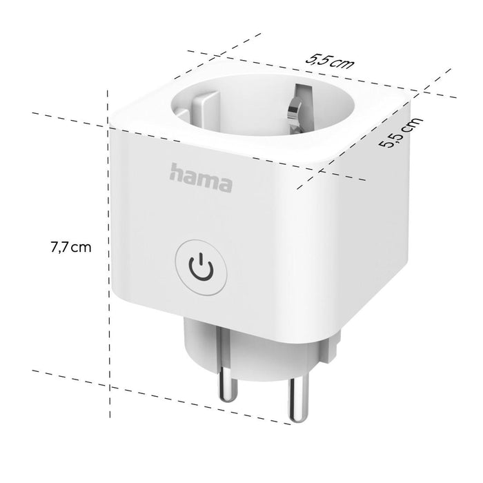 HAMA Smart mini WiFi socket 3680W, 16A with app for measuring energy consumption