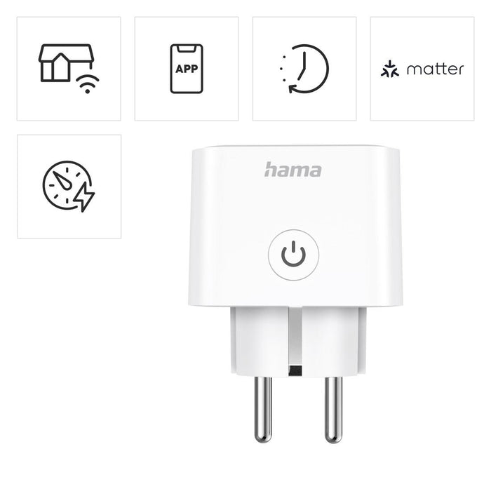 HAMA Smart mini WiFi socket 3680W, 16A with app for measuring energy consumption
