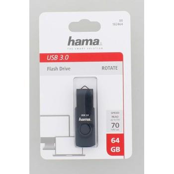 USB memory stick HAMA Rotate, 64GB, USB 3.0 70 MB/s, Petrol blue