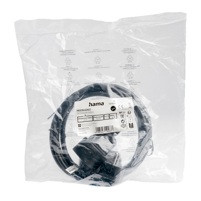 Hama Standard 2m Extension Cord - Black