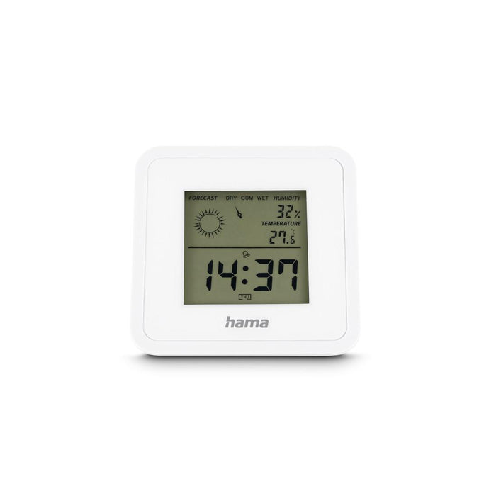HAMA "Borneo" Digital Clock with Digital Thermometer/Hygrometer, White