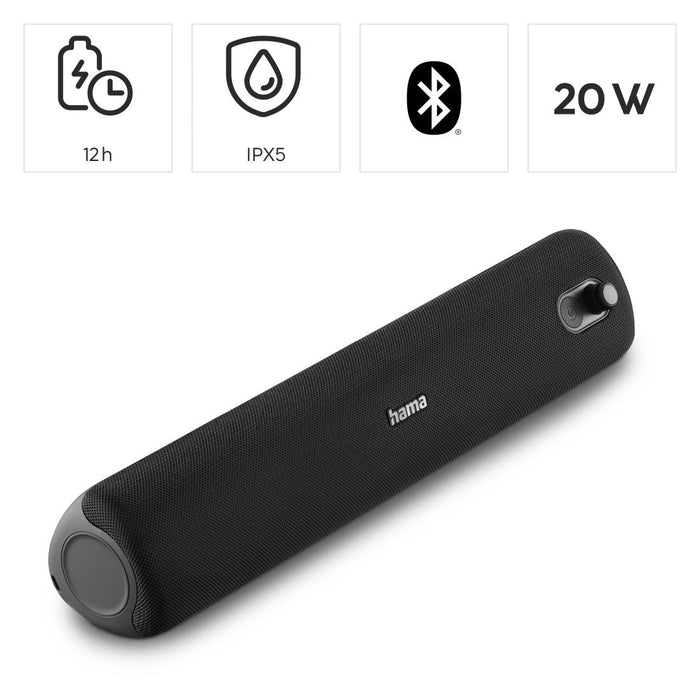 Bluetooth mobile speaker Hama "PipeRoll 3.0", IPX5, Equalizer, 20W, Black, 188210