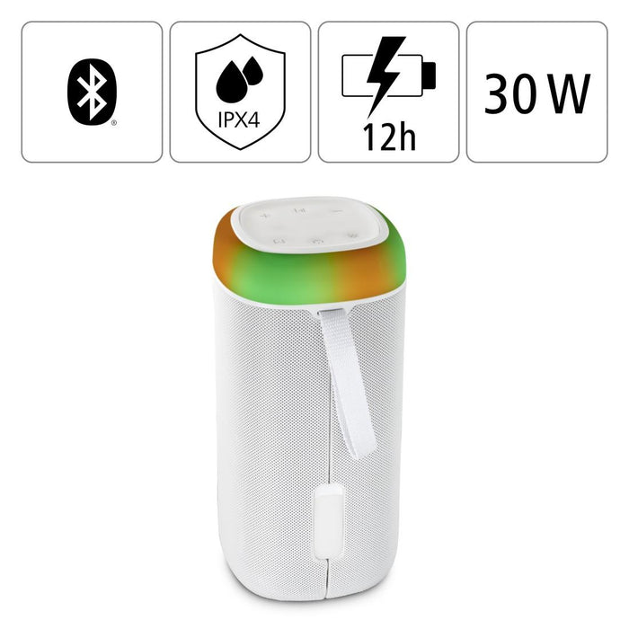 Bluetooth mobile speaker HAMA Shine 2.0, 30W, LED, Water protection, White, 188229