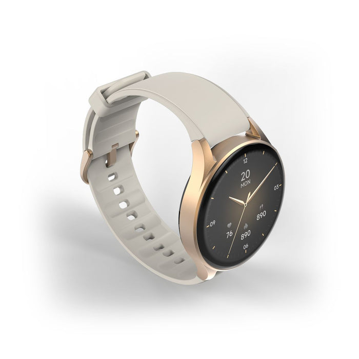 Hama 8900 GPS AMOLED Smartwatch 1.32" with Beige Silicone Strap - Gold