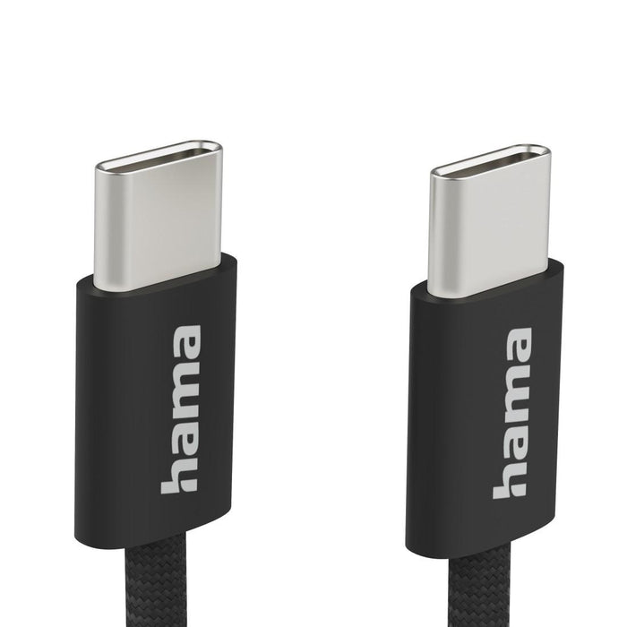 HAMA "Fabric" charging cable, USB-C - USB-C, 1 m, Nylon, black