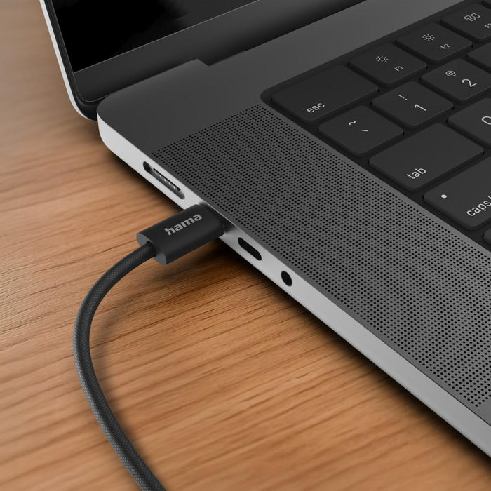 HAMA "Fabric" charging cable, USB-C - USB-C, 1 m, Nylon, black