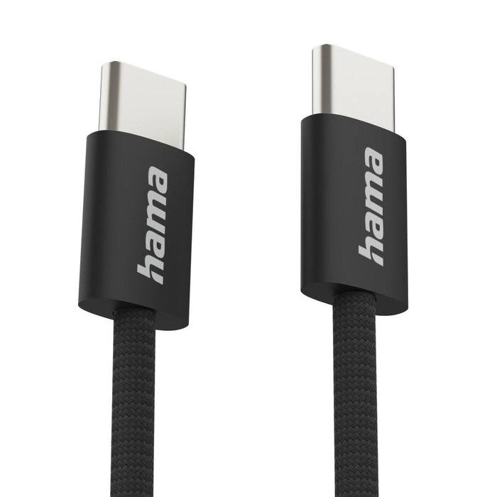 HAMA "Fabric" charging cable, USB-C - USB-C, 1 m, Nylon, black