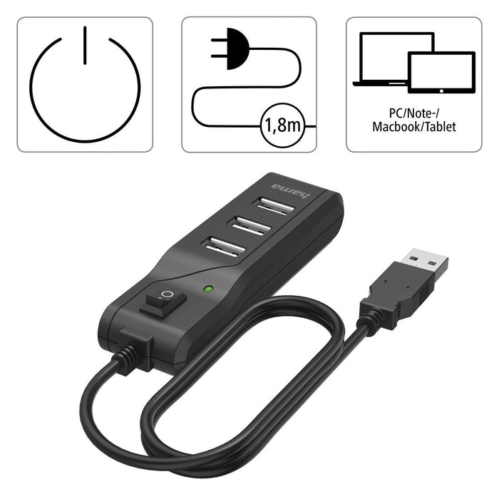 USB hub, 4 ports, HAMA-200118