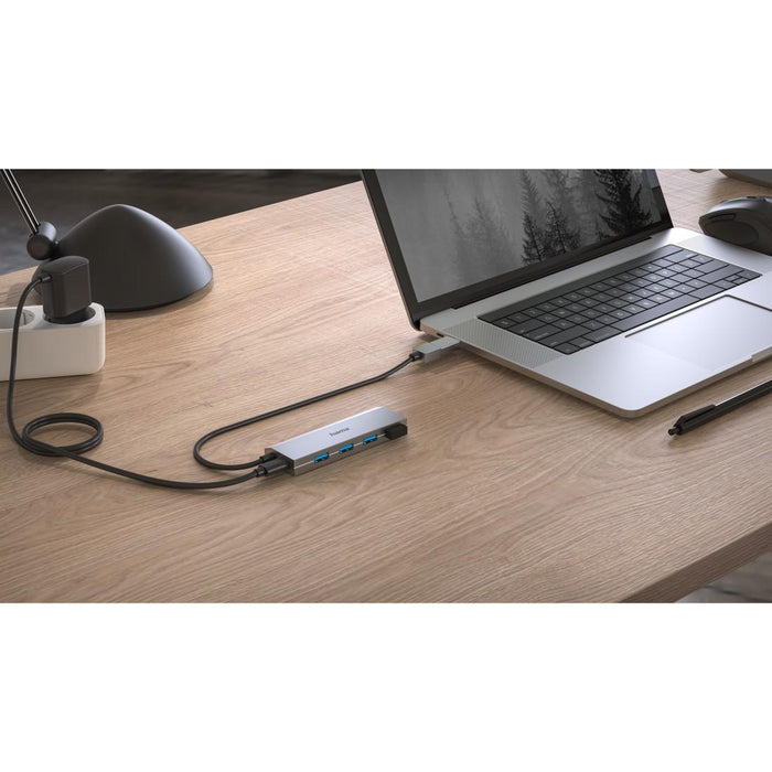 HAMA 4-port hub, USB 3.2 Gen 1, 5 Gbit/s, USB-C adapter, auto. power supply