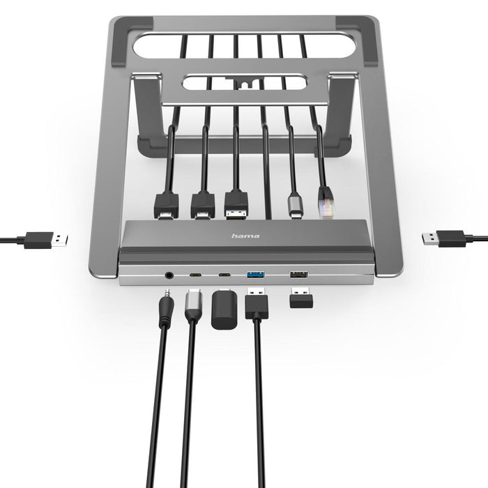 Hama "Connect2Office Stand" USB-C docking station, Laptop stand, 12 ports