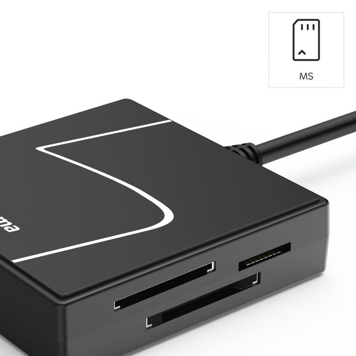 HAMA USB card reader, USB-A, with USB-C adapter, USB 3.2 Gen1, SD/micro-SD/CF/MS