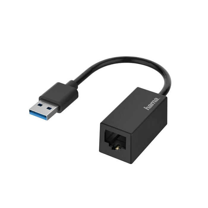 Network adapter HAMA, USB-A male - RJ-45 female, Gigabit, Black