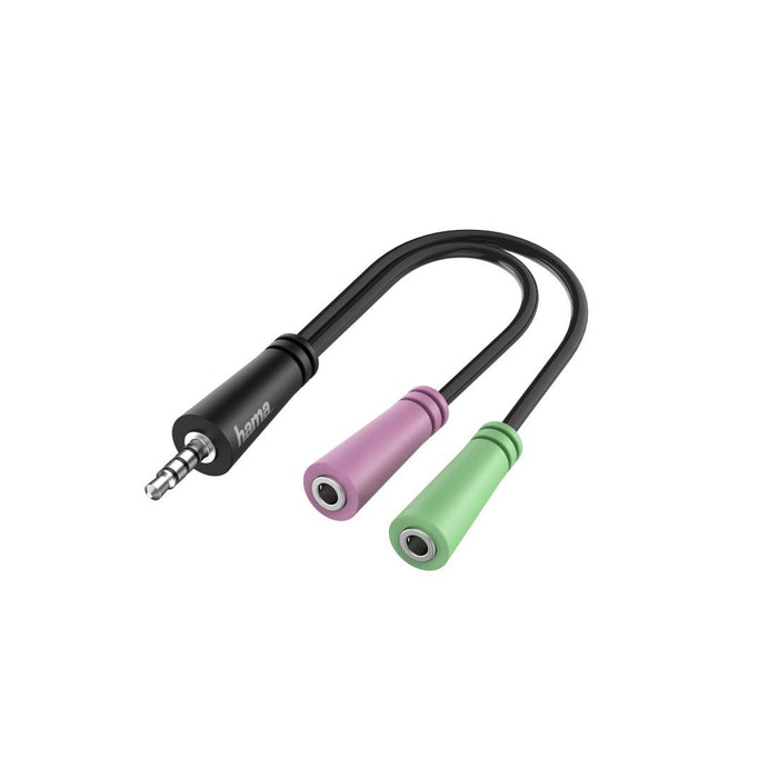 Audio splitter HAMA, 3.5 mm jack male - 2 x 3.5 mm jack female, 10cm