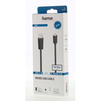 Cable HAMA, USB 2.0 - micro USB, 1.5 m., Black, shielded