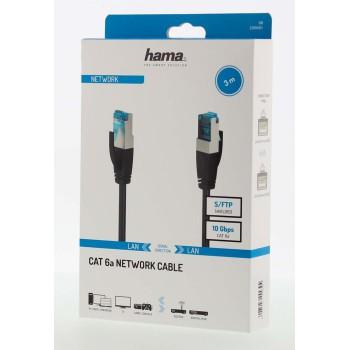 Network patch cable HAMA S/FTP, CAT 6a, RJ-45 - RJ-45, 10Gbit/s, 3.0 m, Black