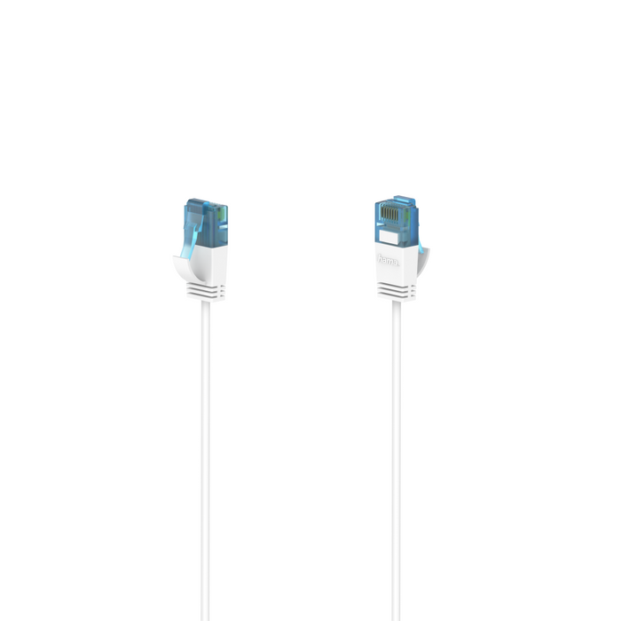 Network cable HAMA Flexi-Slim, U/UTP CAT 6a, 10 Gbit/s, RJ-45 - RJ45, 0.75 m, White