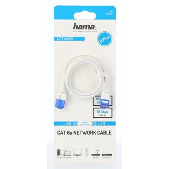 Network cable HAMA Flexi-Slim, U/UTP CAT 6a, 10 Gbit/s, RJ-45 - RJ45, 0.75 m, White