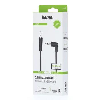 HAMA audio cable, 3.5mm jack male - 3.5mm jack male at 90°, 1.5m, Black