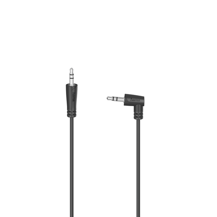 HAMA audio cable, 3.5mm jack male - 3.5mm jack male at 90°, 1.5m, Black
