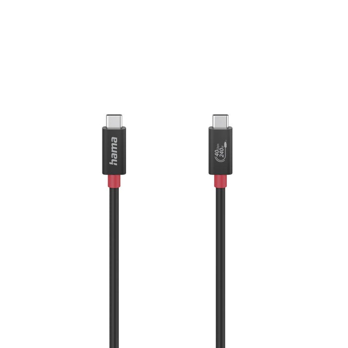 Cable HAMA E-Marker chip USB-C male - USB-C male, 40 Gbit/s, 5 A, 240 W, 1 m, Black