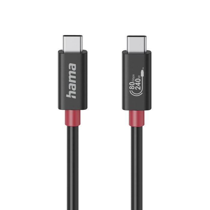 HAMA USB-C eMarker Cable, USB 4 Gen 4, 80 Gbit/s, 1 m, 5 A, 240 W, black