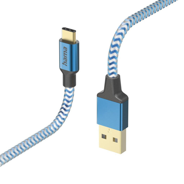 Cable HAMA Reflective, USB-C male - USB-A male, 1.5m, 201558